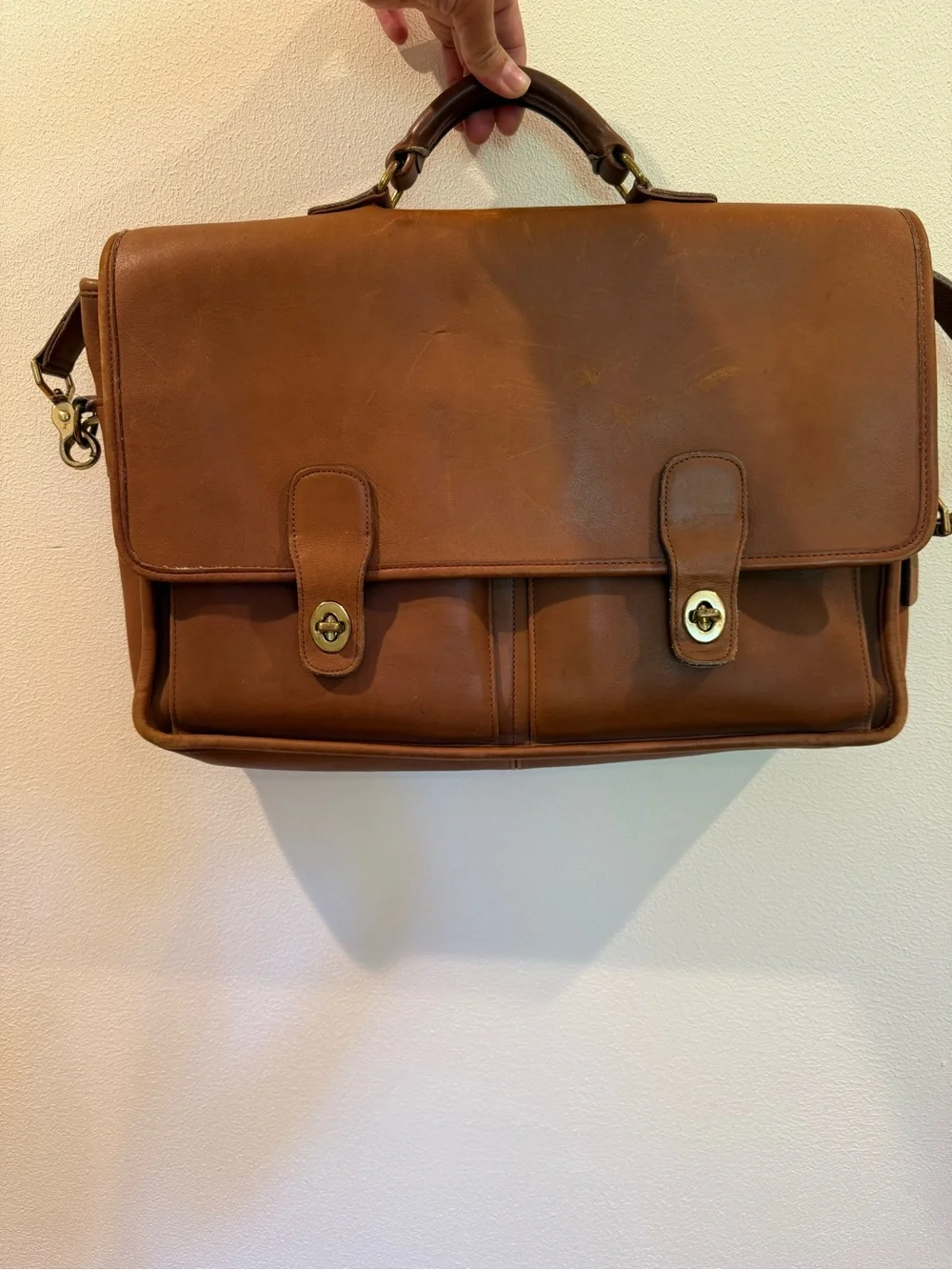 vintage Coach Prescott briefcase in British tan leather 5275